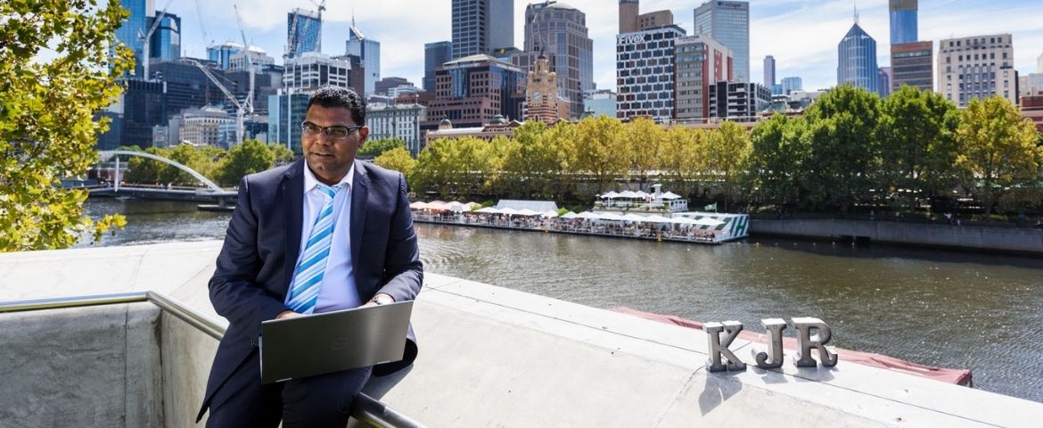 Anil Kumar on a river bank