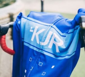 KJR logo on a bike jersey
