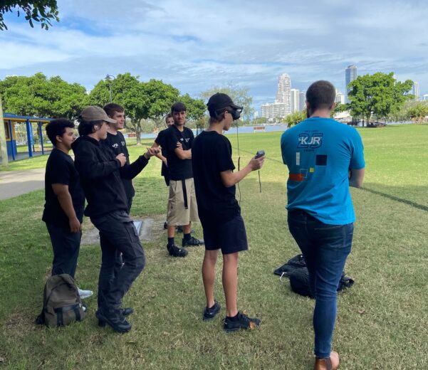 KJR team testing AR devices