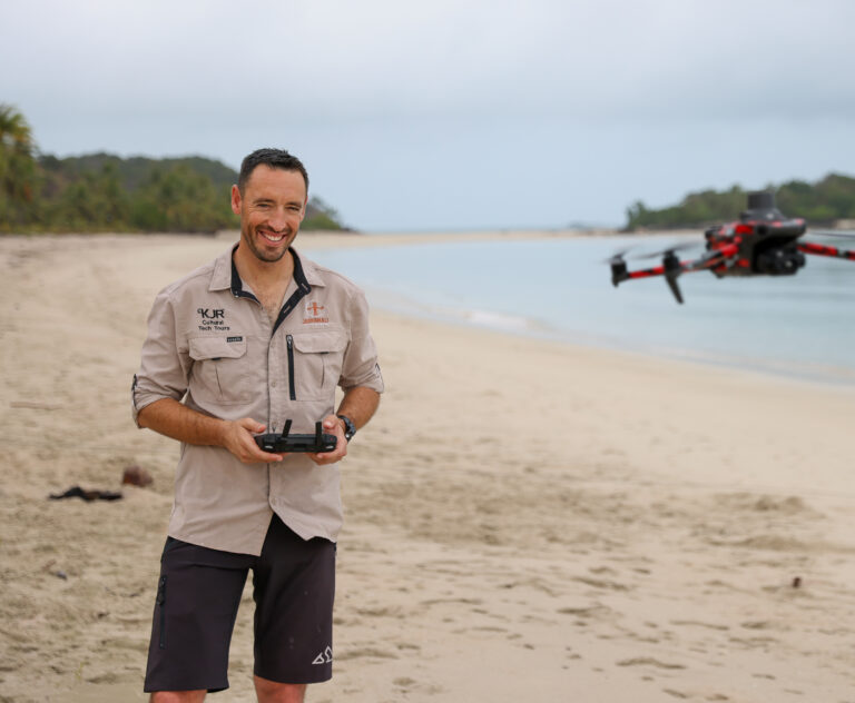 Picture of Aaron Bell controlling a Drone