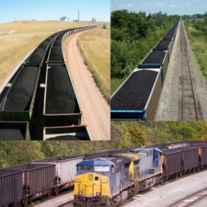 a picture of a coal train on the rails
